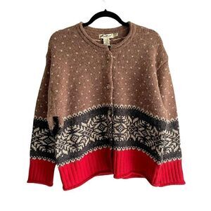 (SOLD) EDDIE BAUER Alpaca Wool Button Front Long Sleeve Cardigan Sweater LP